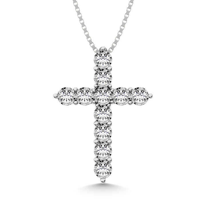 10K White Gold 1/20 Ct.Tw. Diamond Cross Pendant