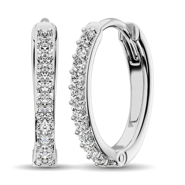 10K White Gold 1/4 Ct.tw Diamond Hoop Earrings