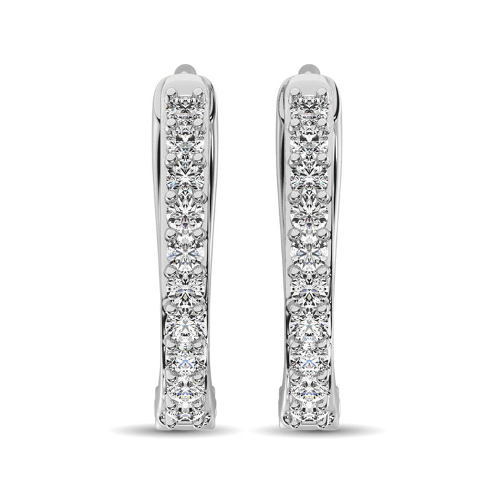 10K White Gold 1/4 Ct.tw Diamond Hoop Earrings