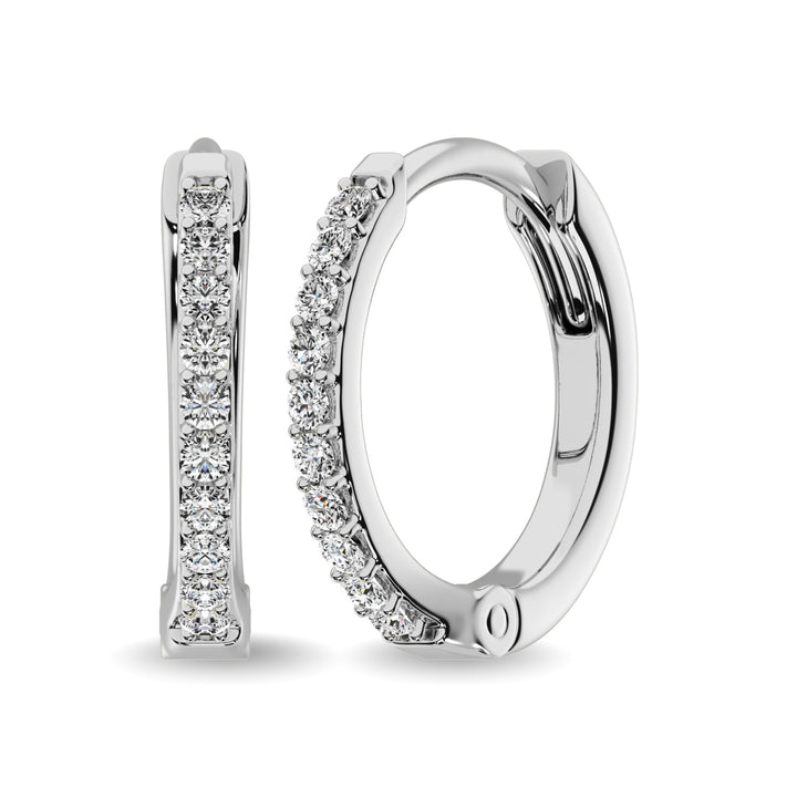 10K White Gold 1/10 Ct.tw Diamond Hoop Earrings