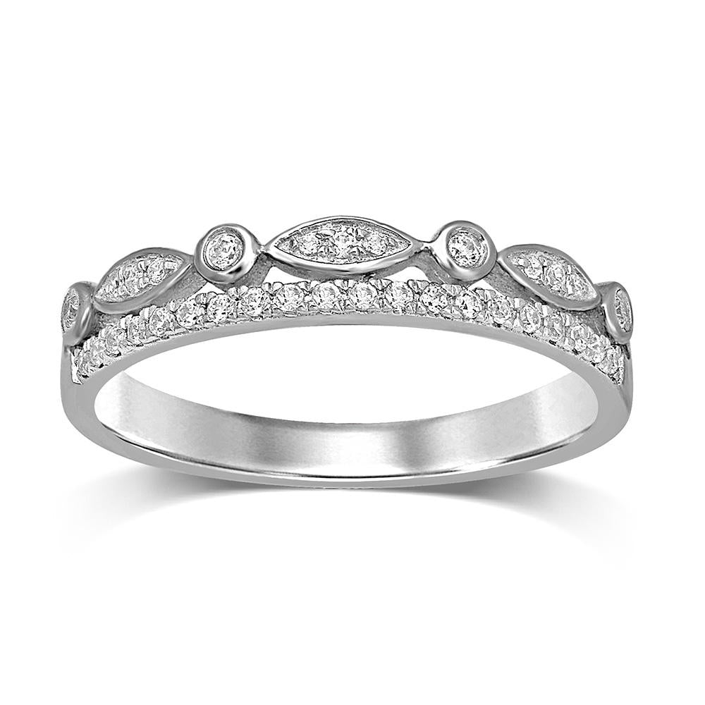 10k White Gold 1/6 Ct.Tw. Diamond Stackable Band