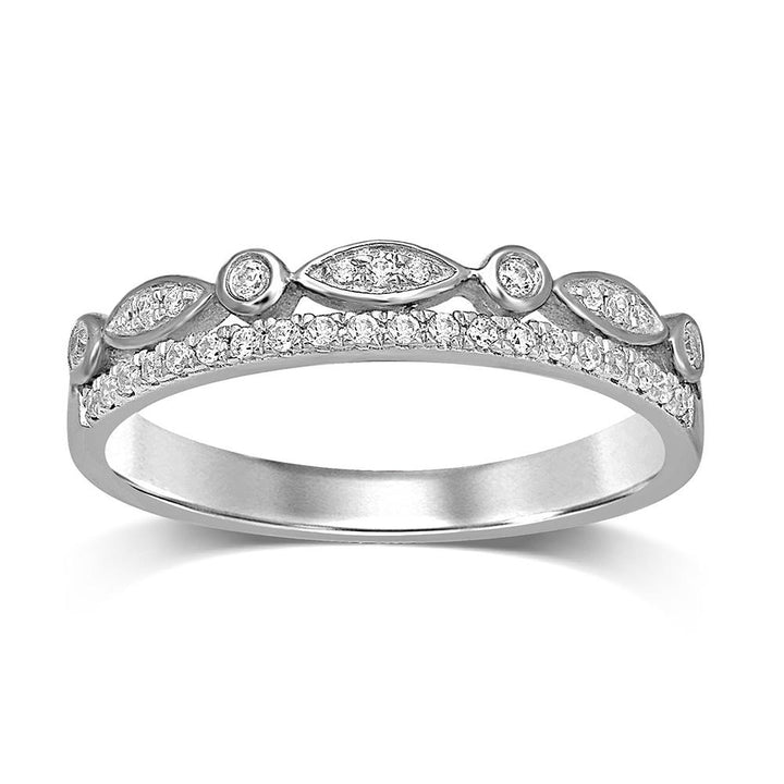10k White Gold 1/6 Ct.Tw. Diamond Stackable Band
