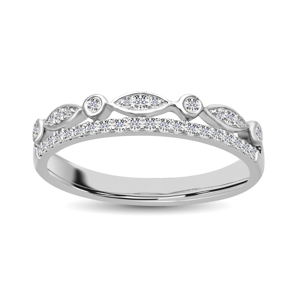 10k White Gold 1/6 Ct.Tw. Diamond Stackable Band