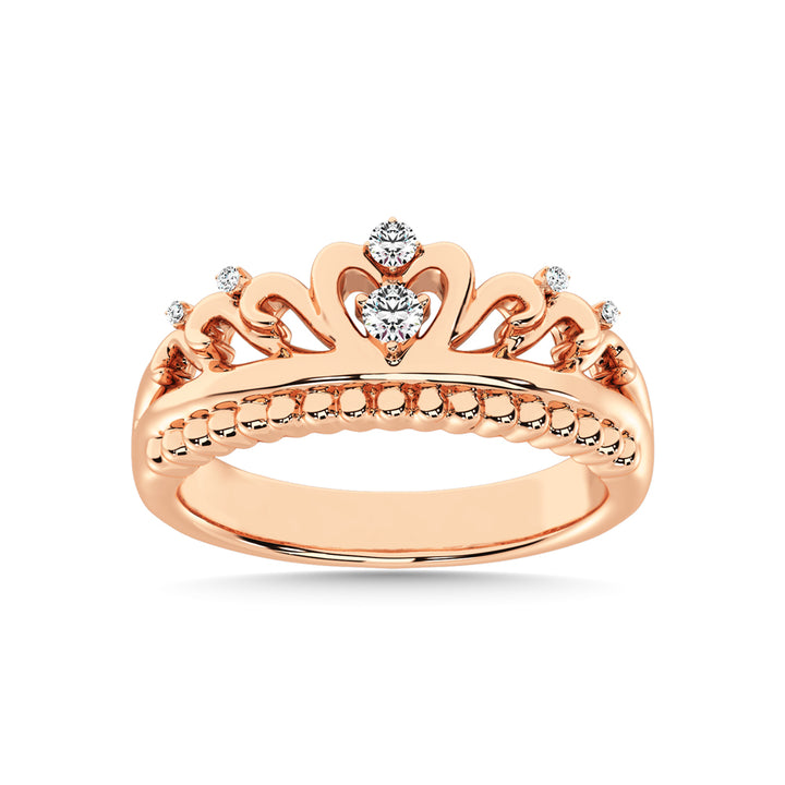 10K Rose Gold 1/20 Ct.Tw. Diamond Crown Stackable Band