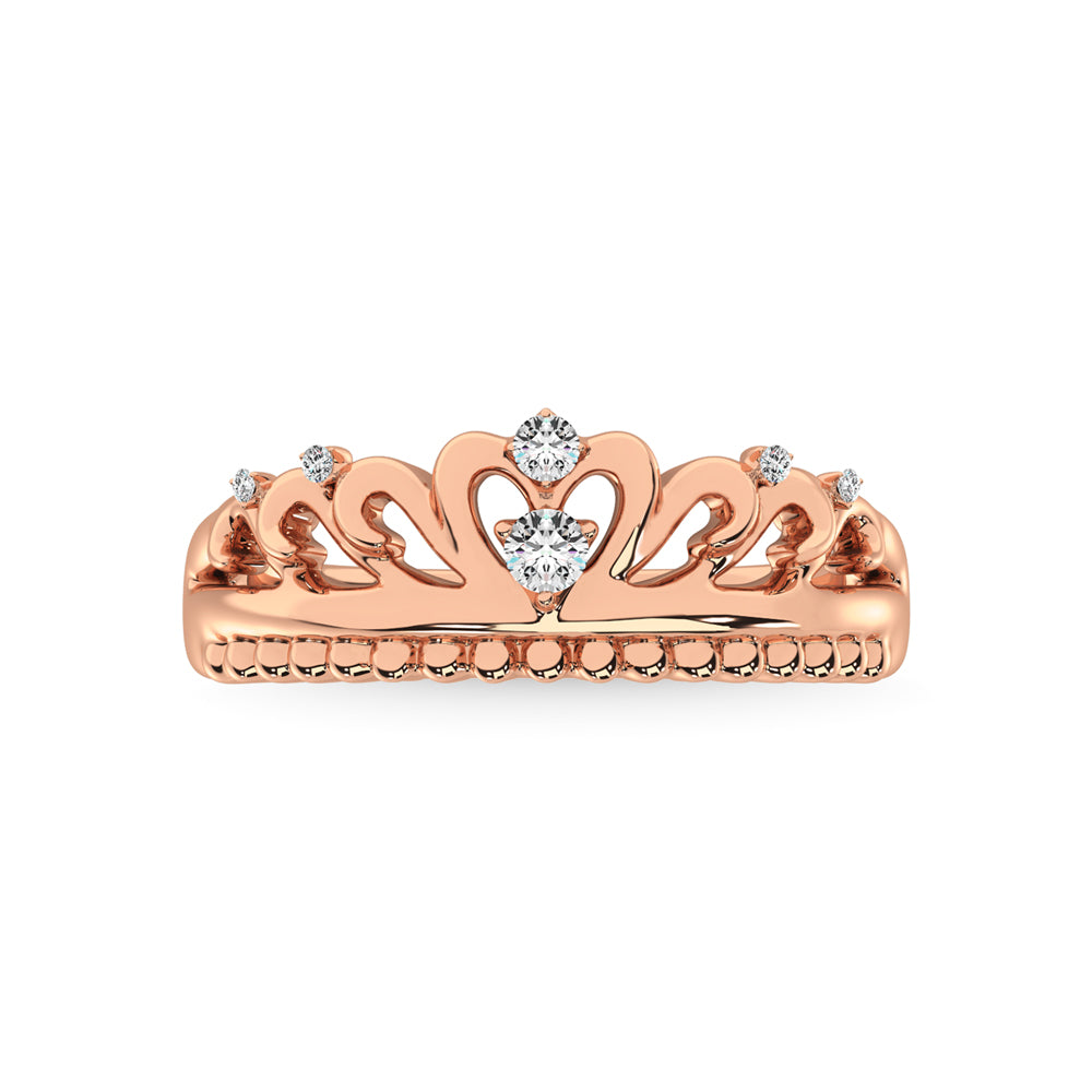 10K Rose Gold 1/20 Ct.Tw. Diamond Crown Stackable Band
