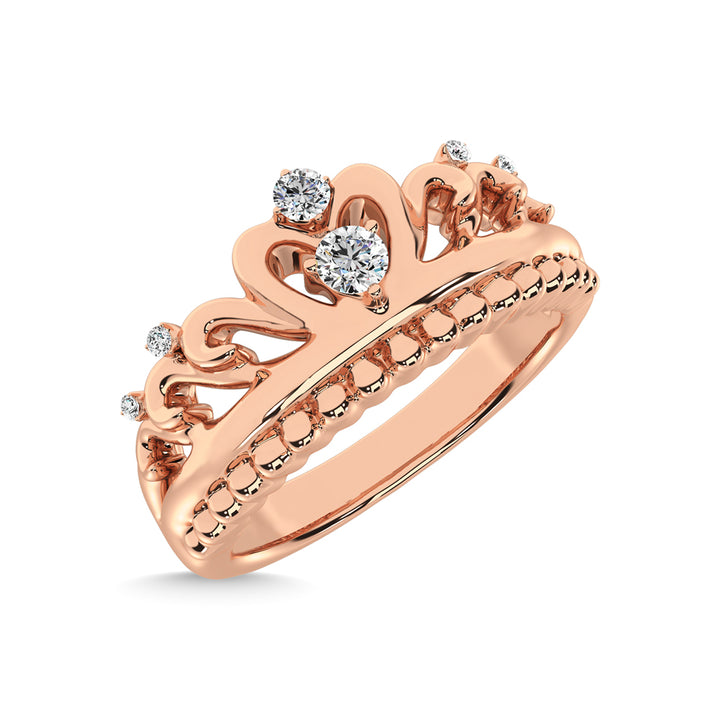 10K Rose Gold 1/20 Ct.Tw. Diamond Crown Stackable Band