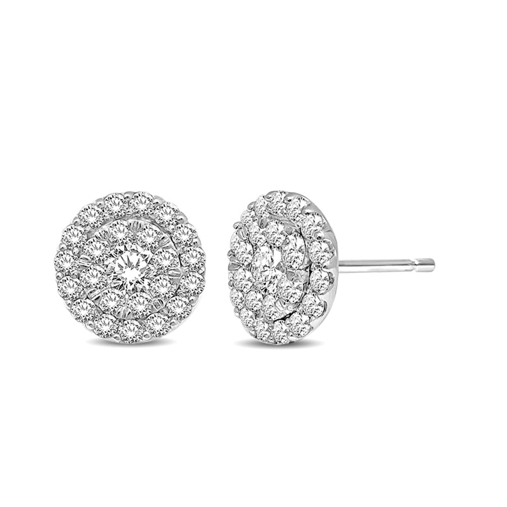 14K White Gold 1/2 Ct.tw Invisible Diamond Stud Earrings