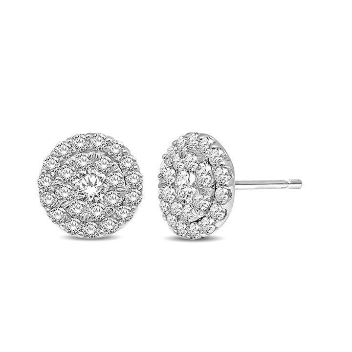 14K White Gold 1/2 Ct.tw Invisible Diamond Stud Earrings