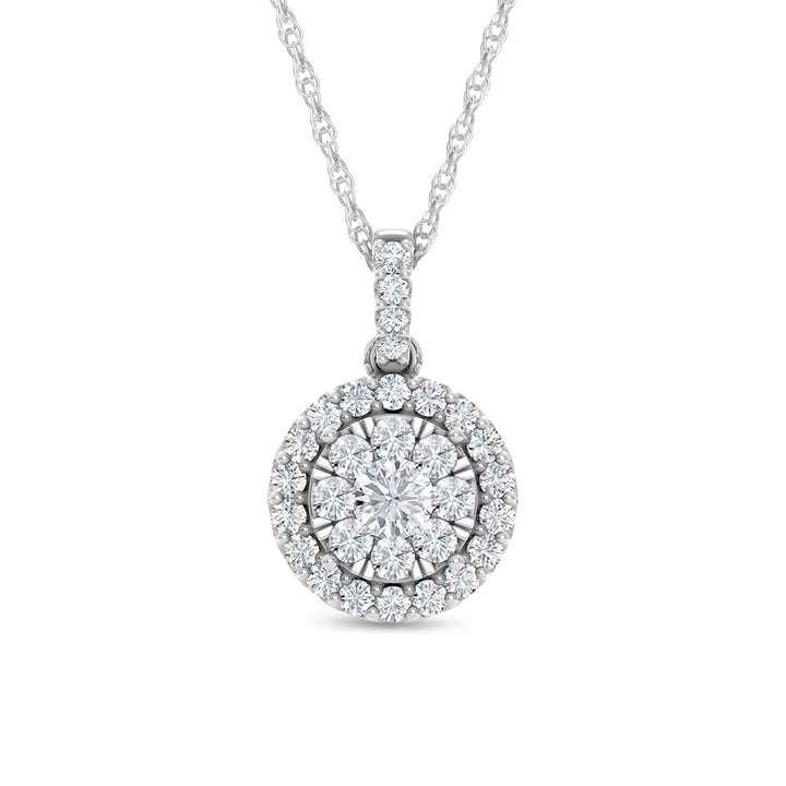 14K White Gold 3/4 Ct.tw Invisible Diamond Fashion Pendant