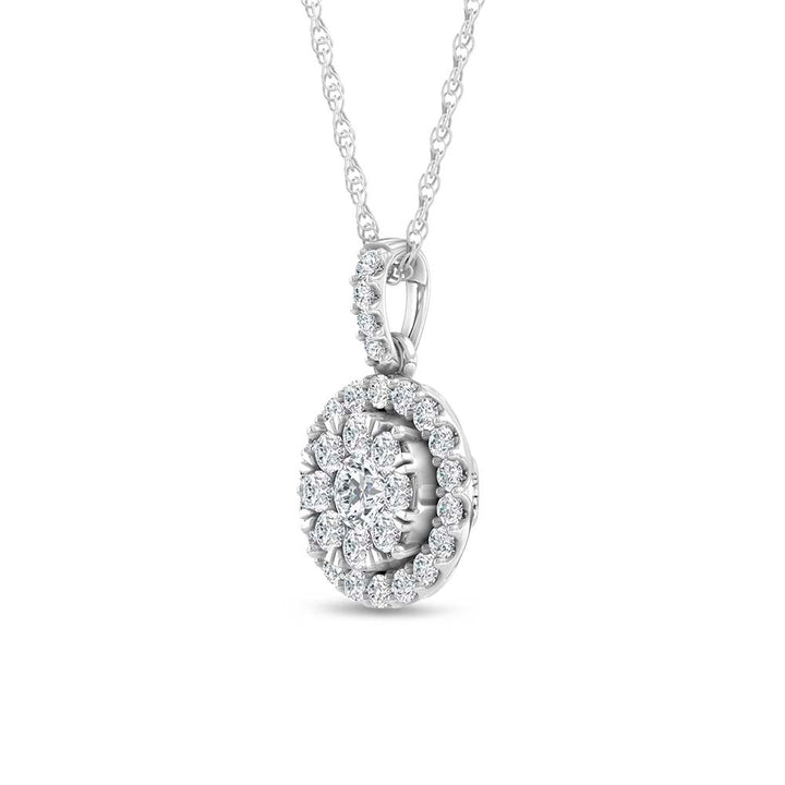 14K White Gold 3/4 Ct.tw Invisible Diamond Fashion Pendant