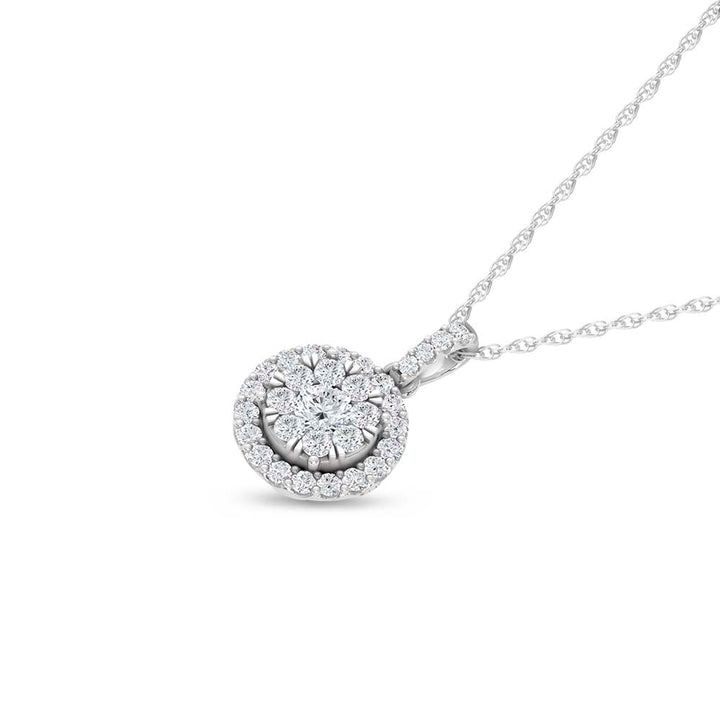 14K White Gold 3/4 Ct.tw Invisible Diamond Fashion Pendant