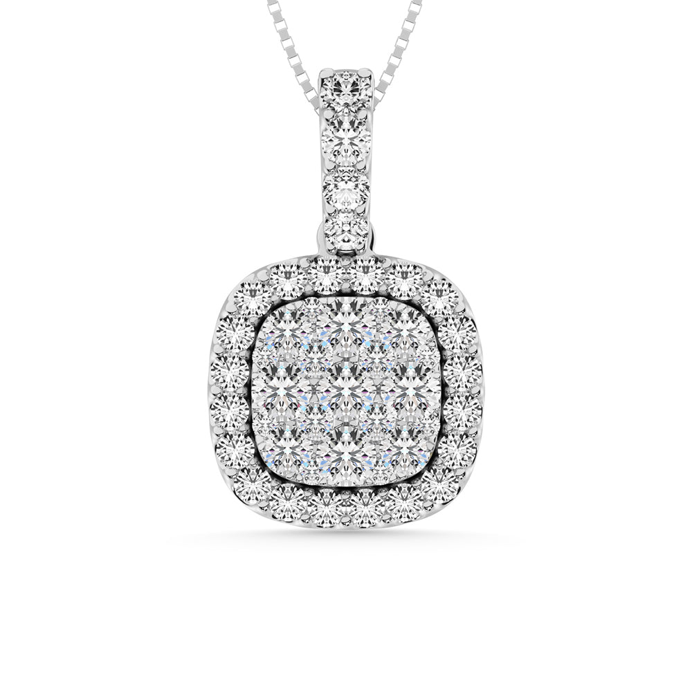 14K White Gold 1/2 Ct.tw Invisible Diamond Fashion Pendant