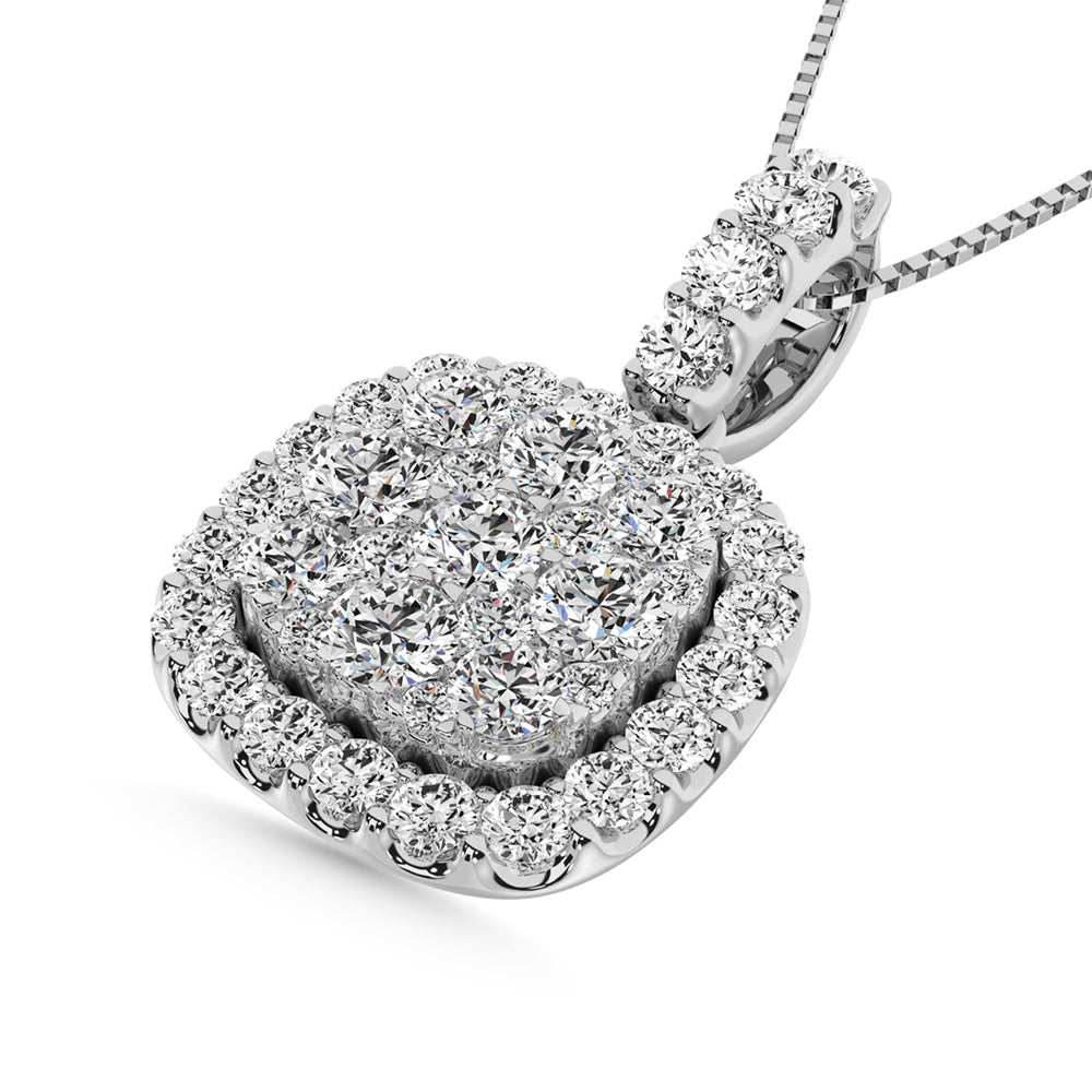14K White Gold 1/2 Ct.tw Invisible Diamond Fashion Pendant