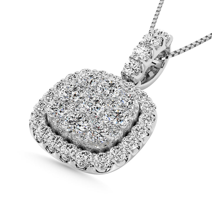 14K White Gold 1/2 Ct.tw Invisible Diamond Fashion Pendant