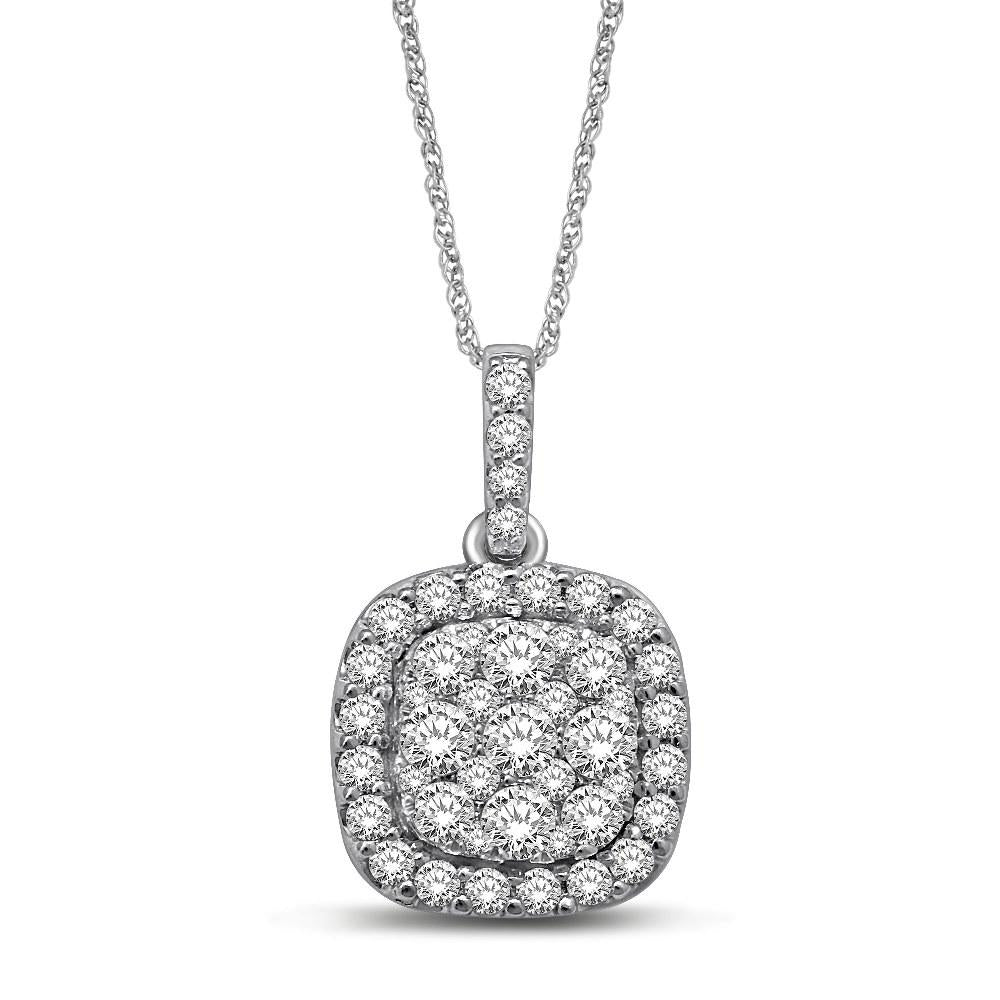 14K White Gold 1 1/4 Ct.tw Invisible Diamond Fashion Pendant