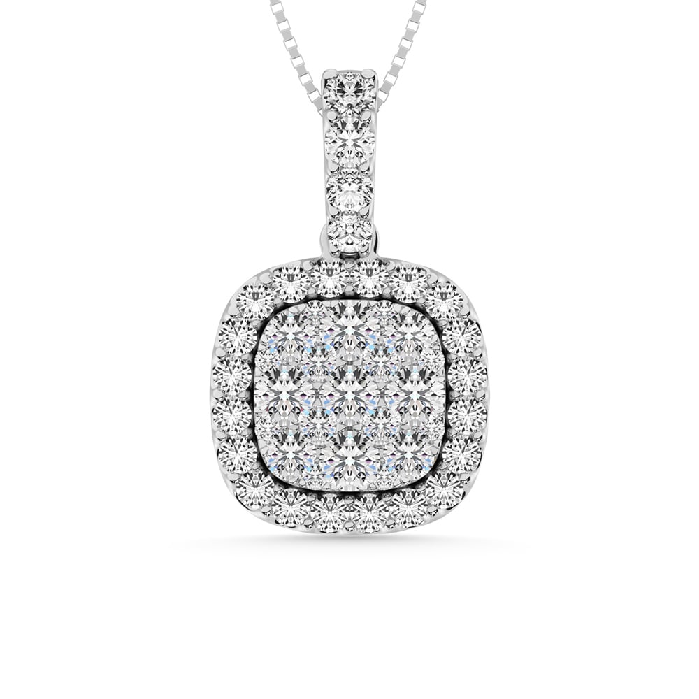 14K White Gold 1/2 Ctw Invisible Diamond Fashion Pendant