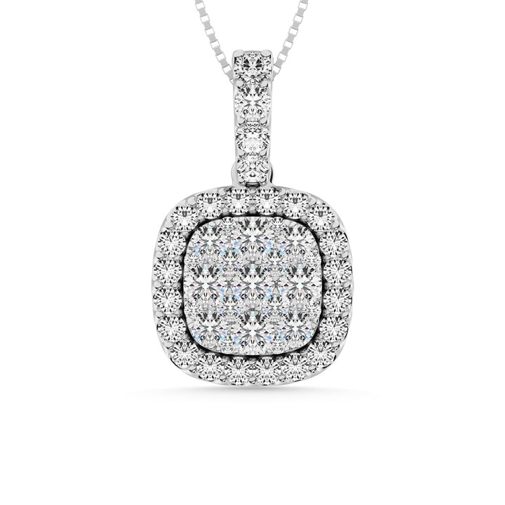 14K White Gold 1/2 Ctw Invisible Diamond Fashion Pendant