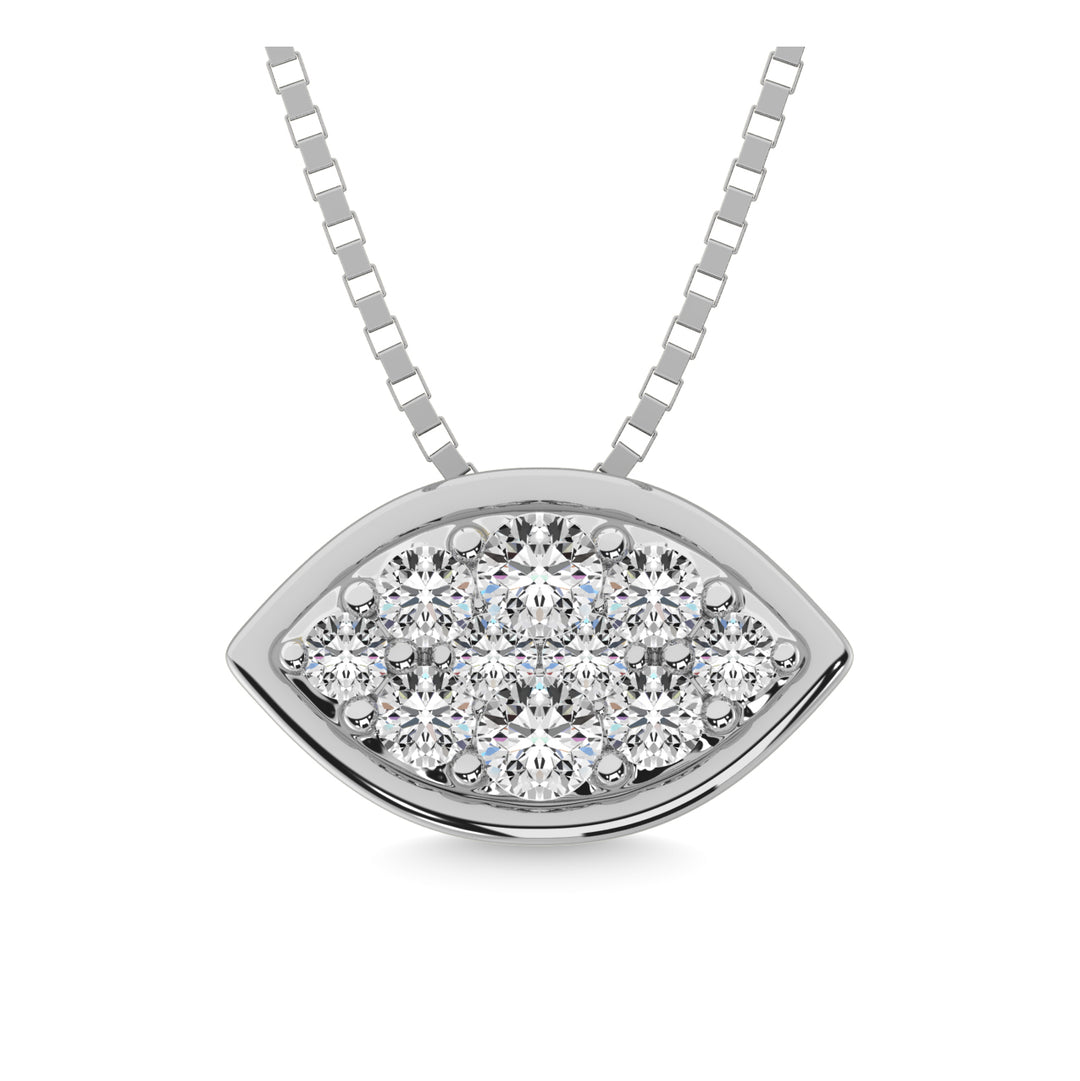 14K White Gold 1/6 Ct.tw Diamond  Marquise Shape Flower Pendant
