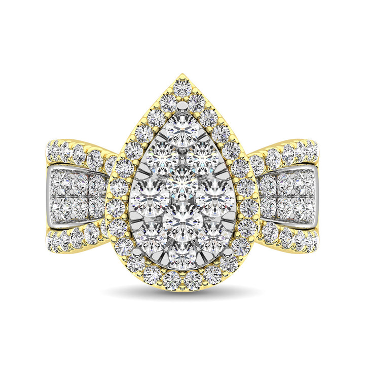 Diamond 1 Ct.Tw. Pear Shape Two Tone Engagement Ring