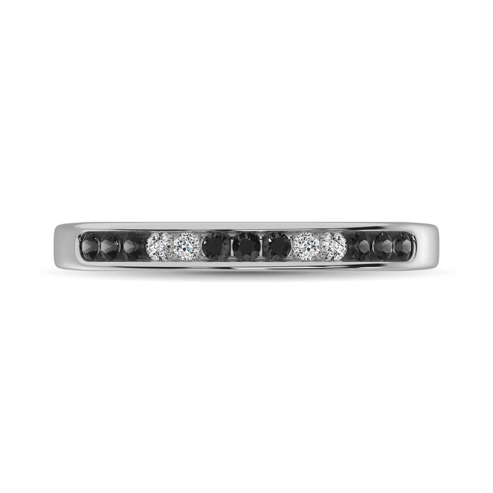 14K White Gold 1/6 Ct.tw Black & White Diamond Machine Band