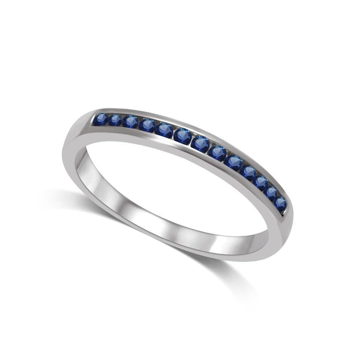 14K White Gold 1/4 Ct.tw Blue Sapphire Machine Band