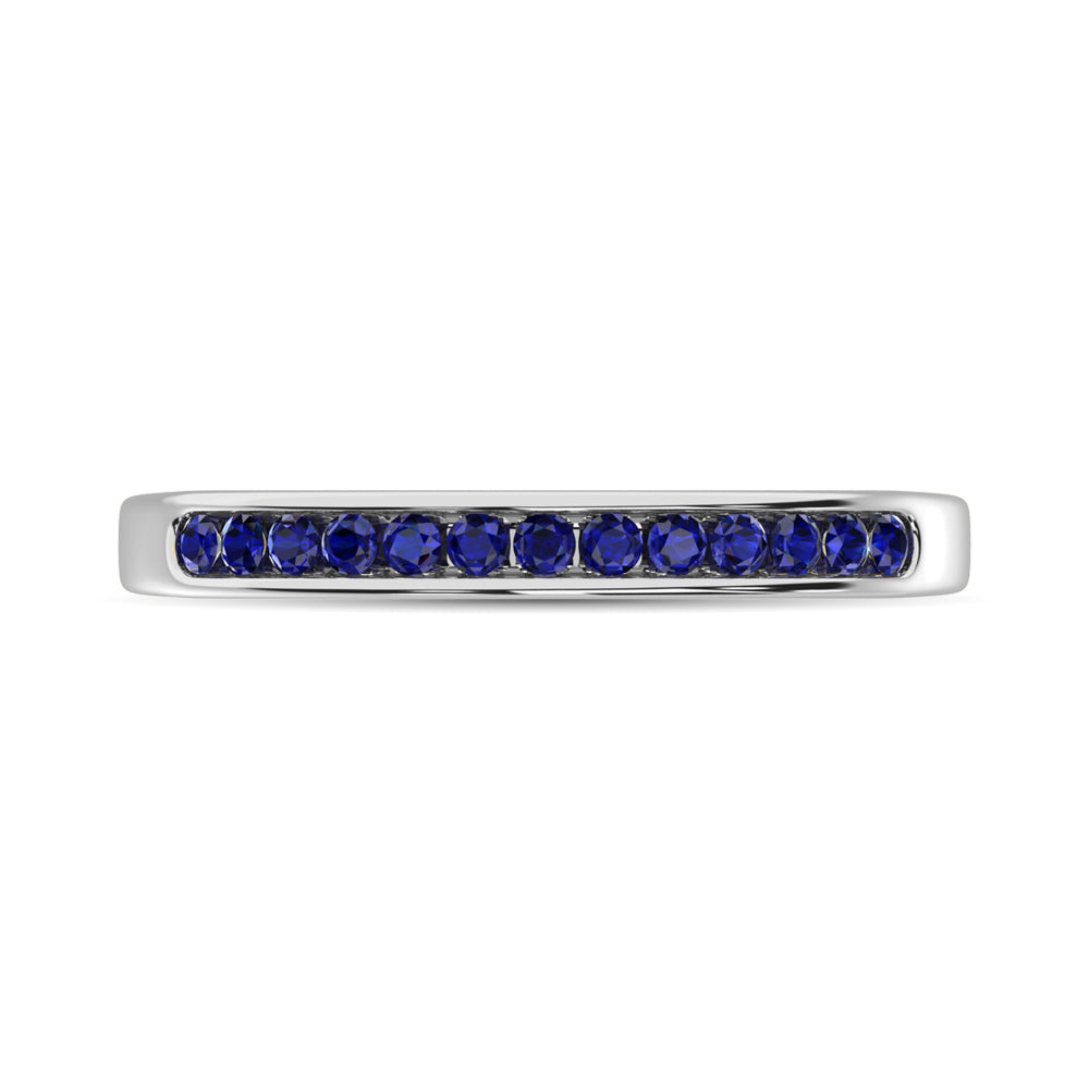 14K White Gold 1/4 Ct.tw Blue Sapphire Machine Band