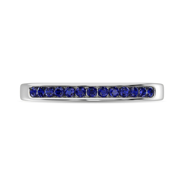 14K White Gold 1/4 Ct.tw Blue Sapphire Machine Band