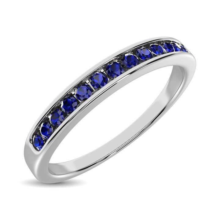 14K White Gold 1/4 Ct.tw Blue Sapphire Machine Band
