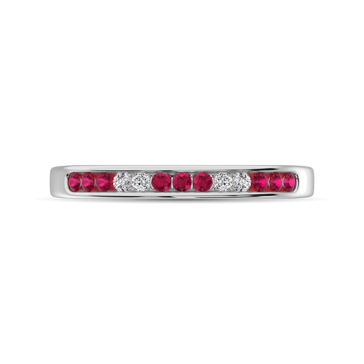 14K White Gold 1/5 Ct.tw Ruby & Diamond Machine Band