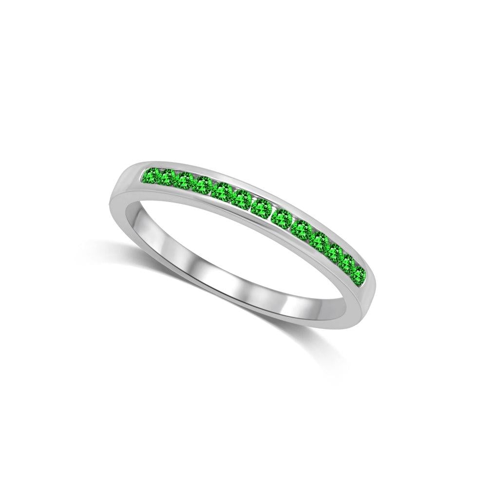 14K White Gold 1/5 Ct.tw Tsavorite Machine Band