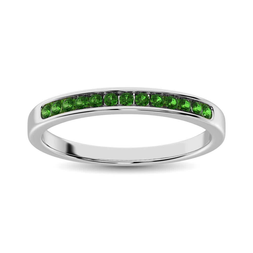 14K White Gold 1/5 Ct.tw Tsavorite Machine Band