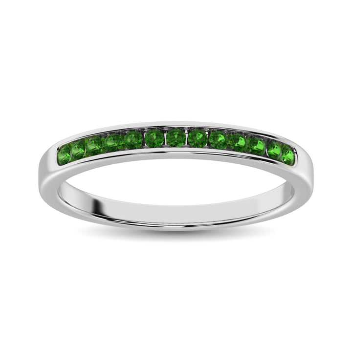 14K White Gold 1/5 Ct.tw Tsavorite Machine Band