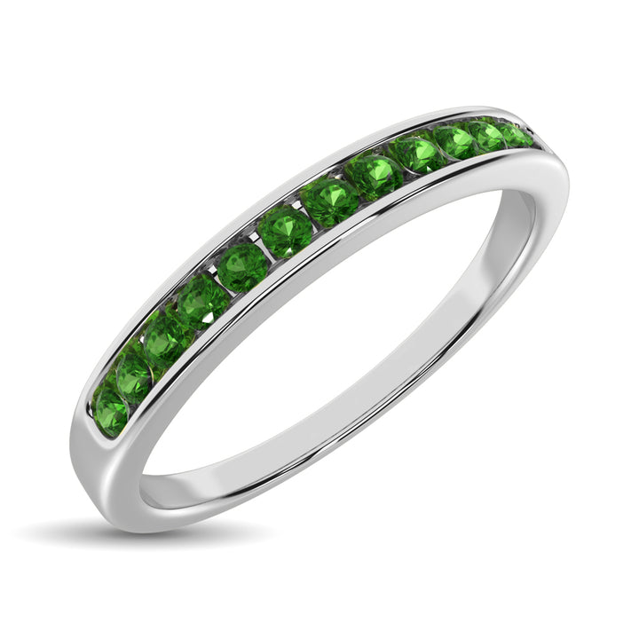 14K White Gold 1/5 Ct.tw Tsavorite Machine Band