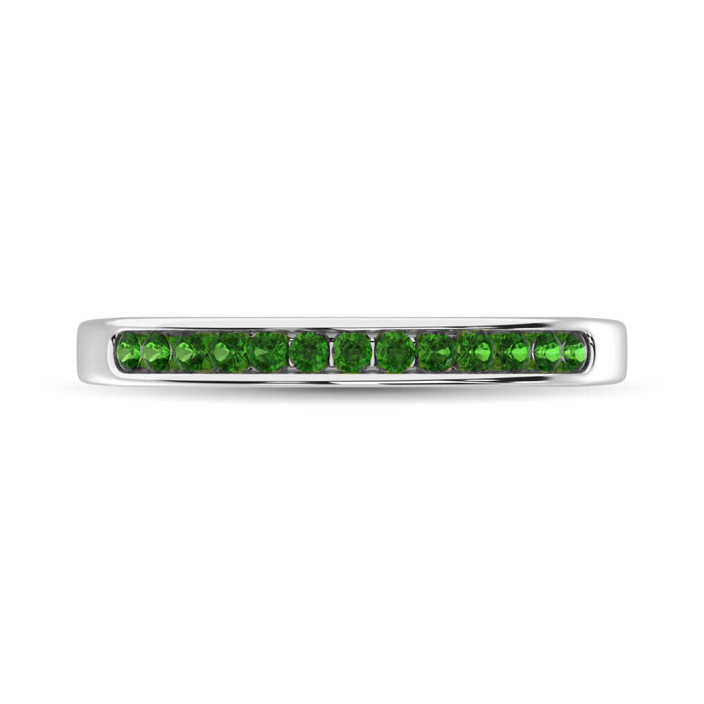 14K White Gold 1/5 Ct.tw Tsavorite Machine Band