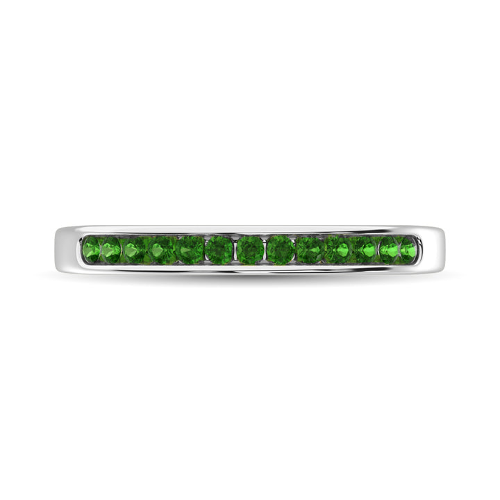 14K White Gold 1/5 Ct.tw Tsavorite Machine Band