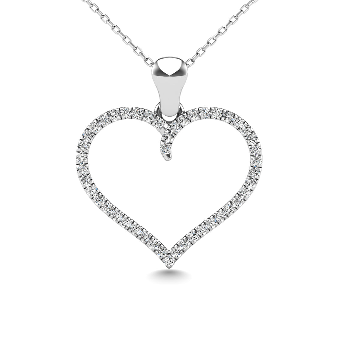 10K White Gold 1/6 Ct.tw Diamond Heart Pendant