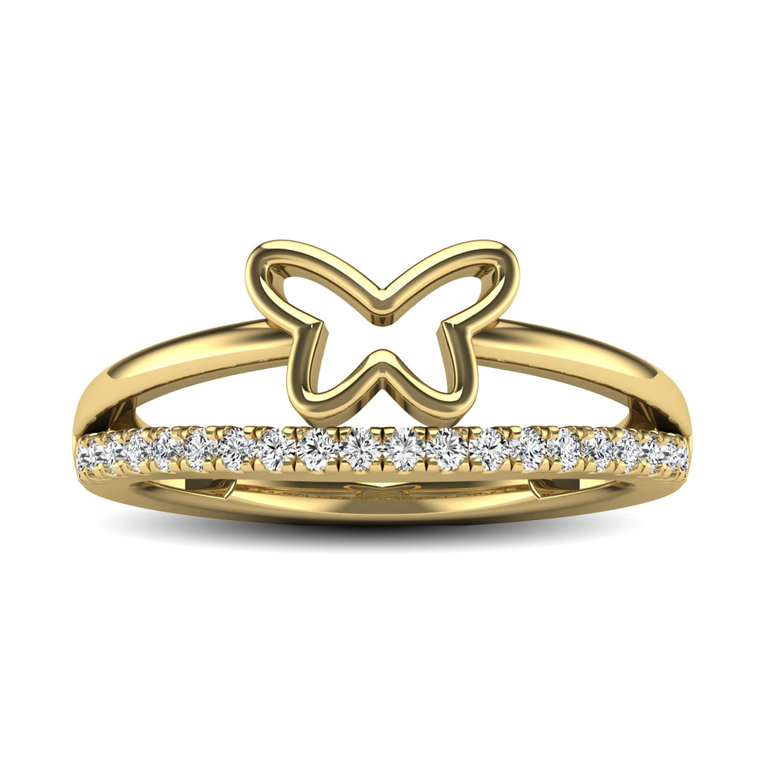 10K Yellow Gold 1/5 Ct.tw Diamond Butterfly Ring