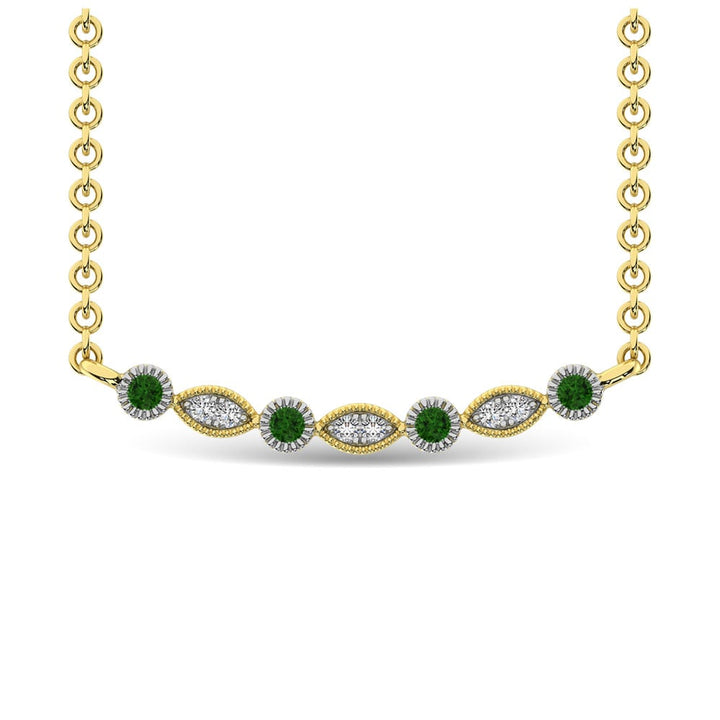 Diamond 1/10 Ct.Tw. And Tsavorite Fashion Necklace in 10K Yellow Gold