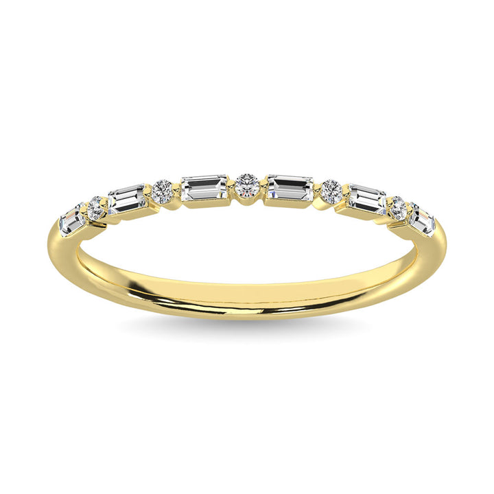 Diamond 1/10 Ct.Tw. Round and Baguette Stackable Ring in 14K Yellow Gold