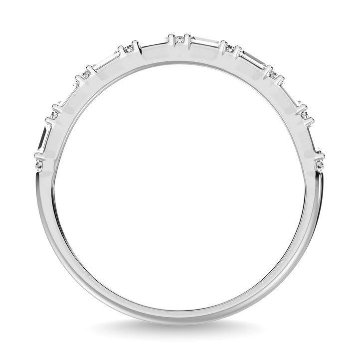 Diamond 1/3 Ct.Tw. Round and Baguette Cut Fashion Band in 10K White Gold