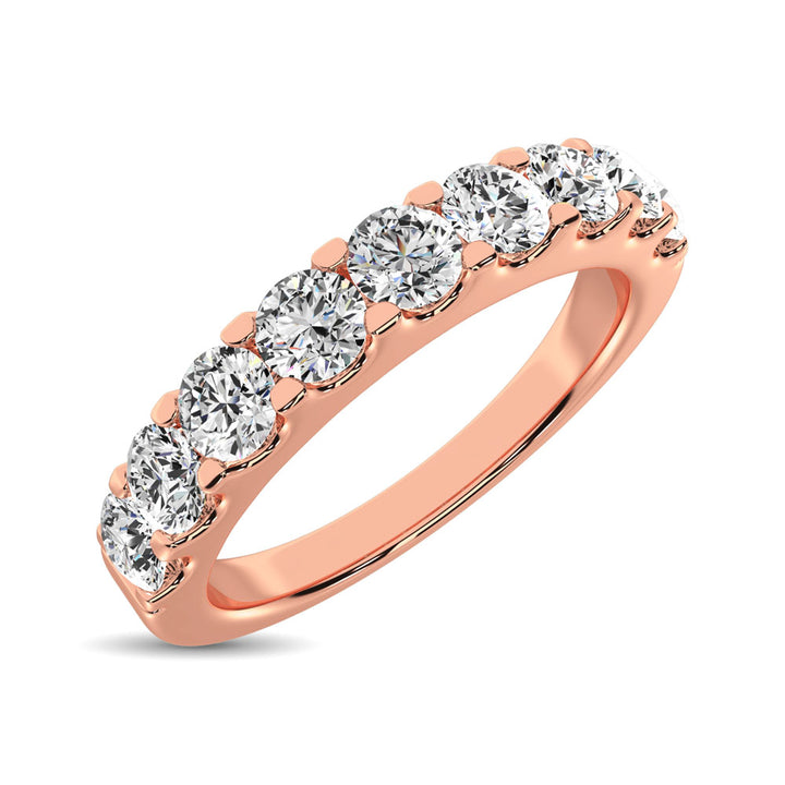 14K Rose Gold Diamond 3/4 Ct.Tw. 9 Stone Anniversary Band