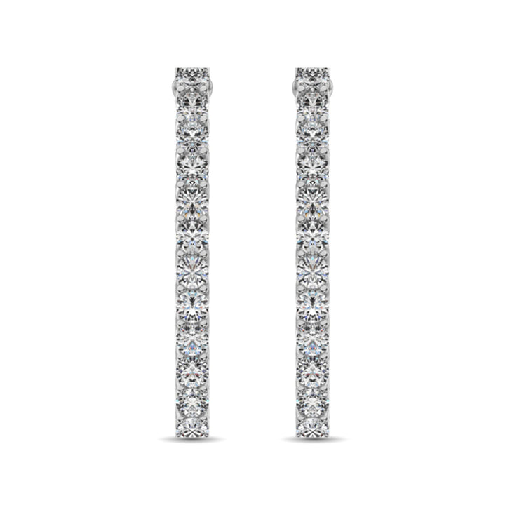 14K White Gold Diamond 1 1/2 Ct.Tw. In and Out Hoop Earrings