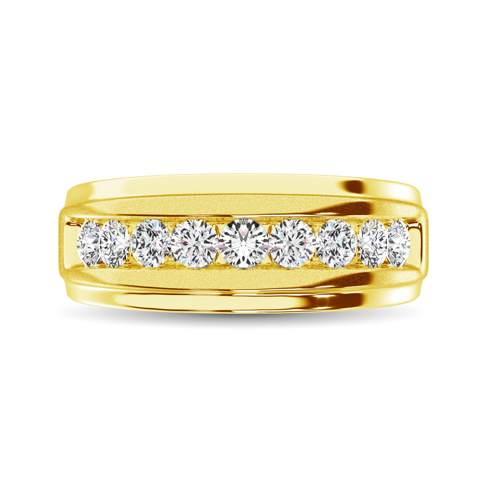 10K Yellow Gold 1/4 Ct.Tw. Diamond Satin Finish Mens Band