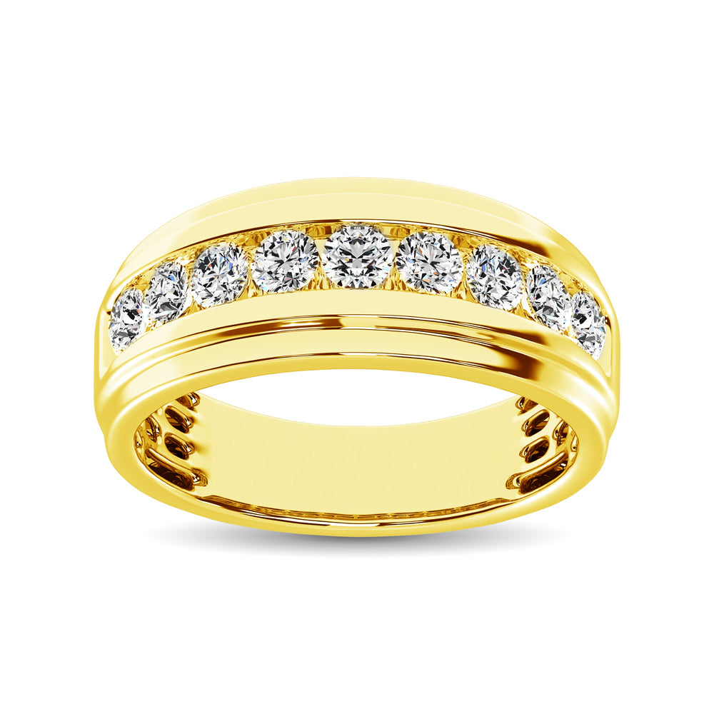 10K Yellow Gold 1/4 Ct.Tw. Diamond Satin Finish Mens Band