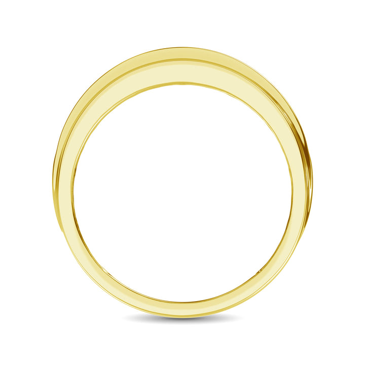 10K Yellow Gold 1/4 Ct.Tw. Diamond Satin Finish Mens Band