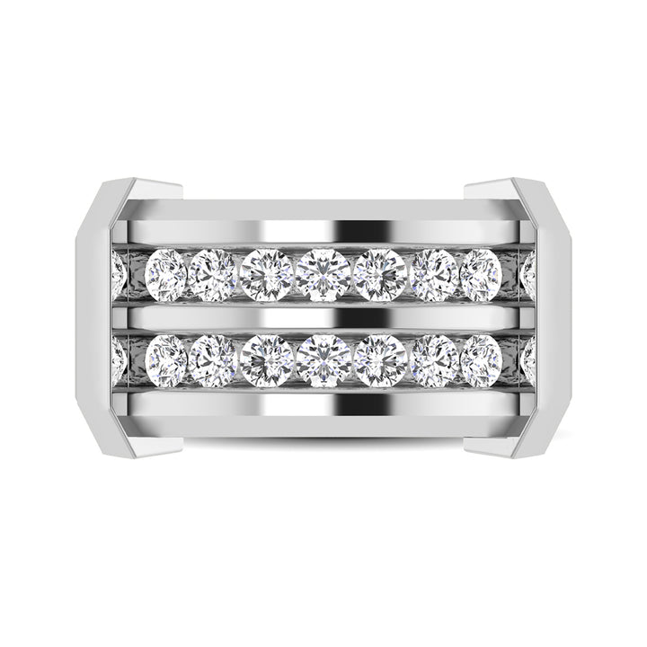 10K White Gold 1/5 Ct.tw Round Cut Diamond Mens Wedding Band