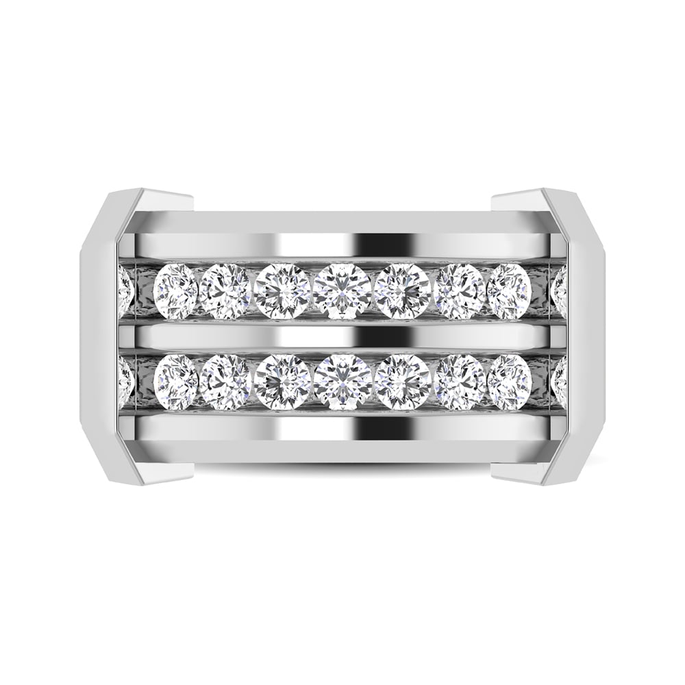 10K White Gold 1/2 Ct.tw Round Cut Diamond Mens Wedding Band