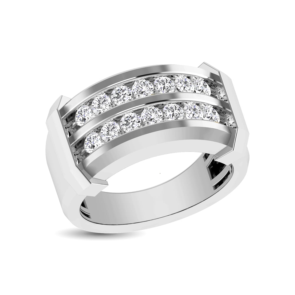 10K White Gold 1/2 Ct.tw Round Cut Diamond Mens Wedding Band