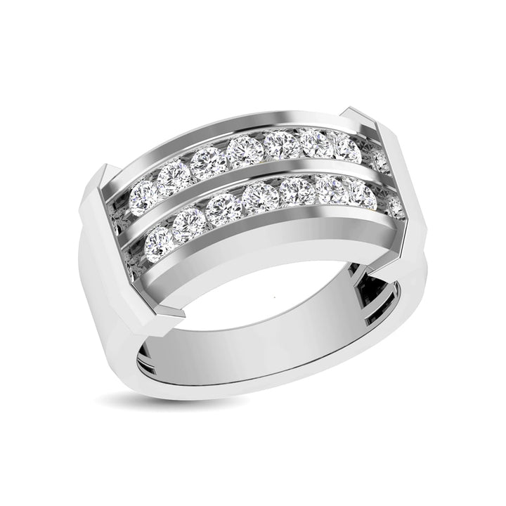 10K White Gold 1/2 Ct.tw Round Cut Diamond Mens Wedding Band