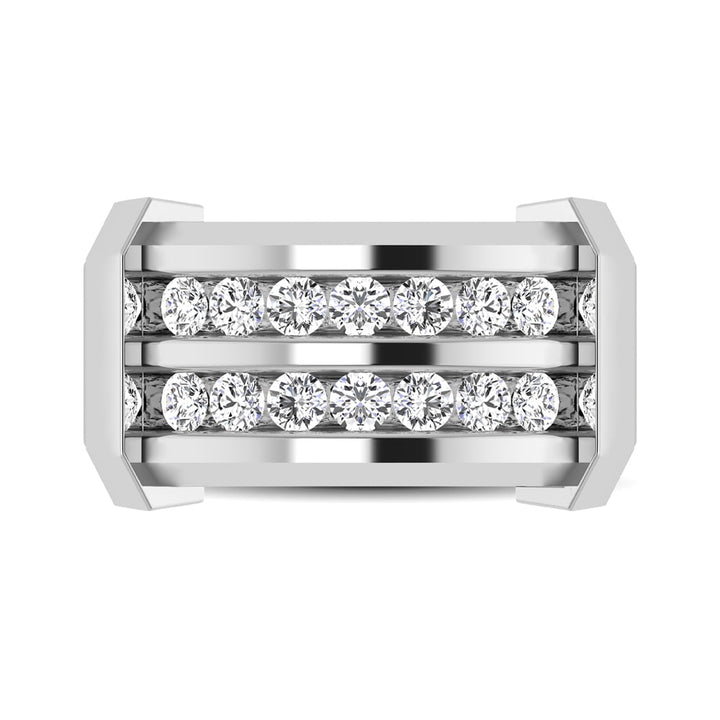 10K White Gold 1 Ct.tw Round Cut Diamond Mens Wedding Band